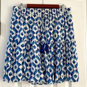 Knox Rose Mini Tiered A-Line Skirt in Blue Ikat | Women's L